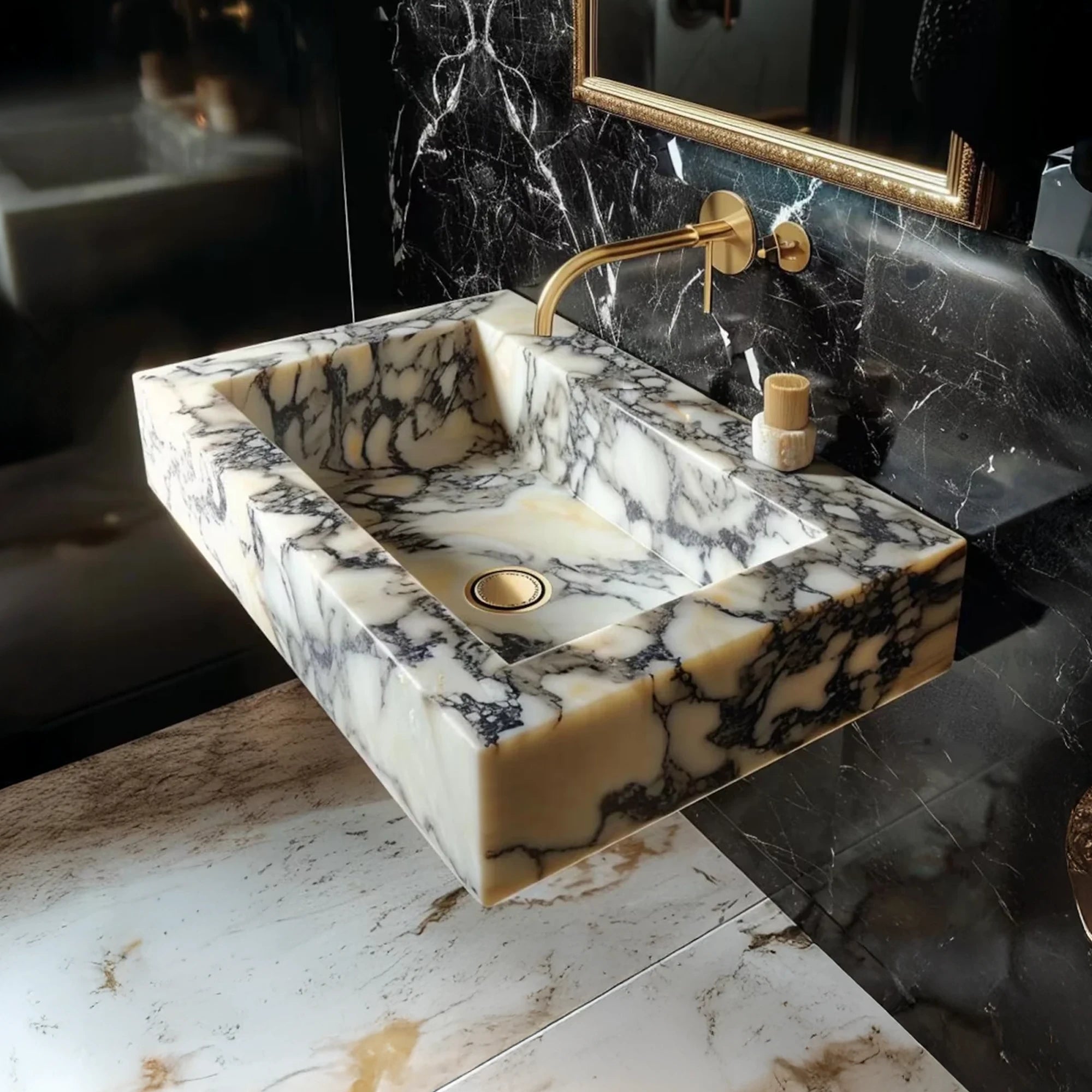 Calacatta Viola Floating Vanity with Trough Sink