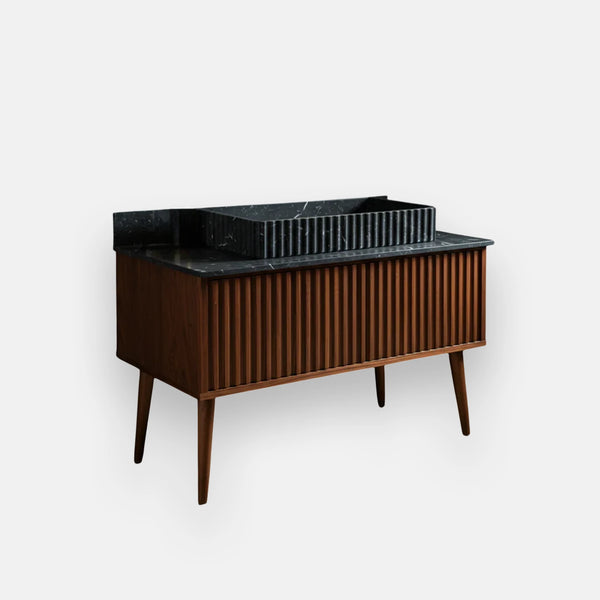 Black Marble Fluted Sink Cabinet