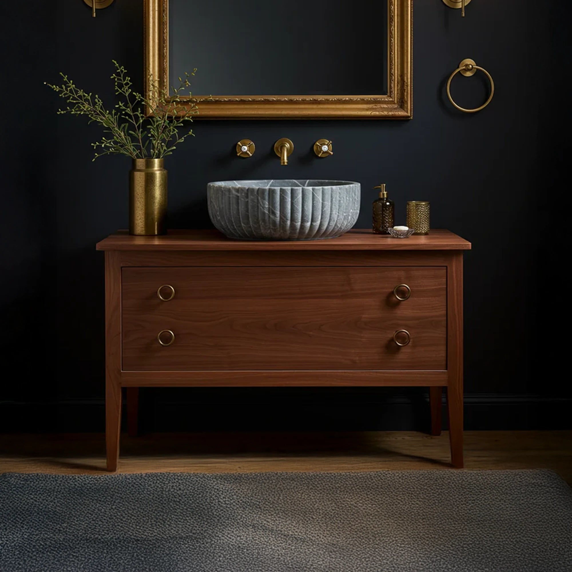 gray marble bathroom bowl sink fluted design