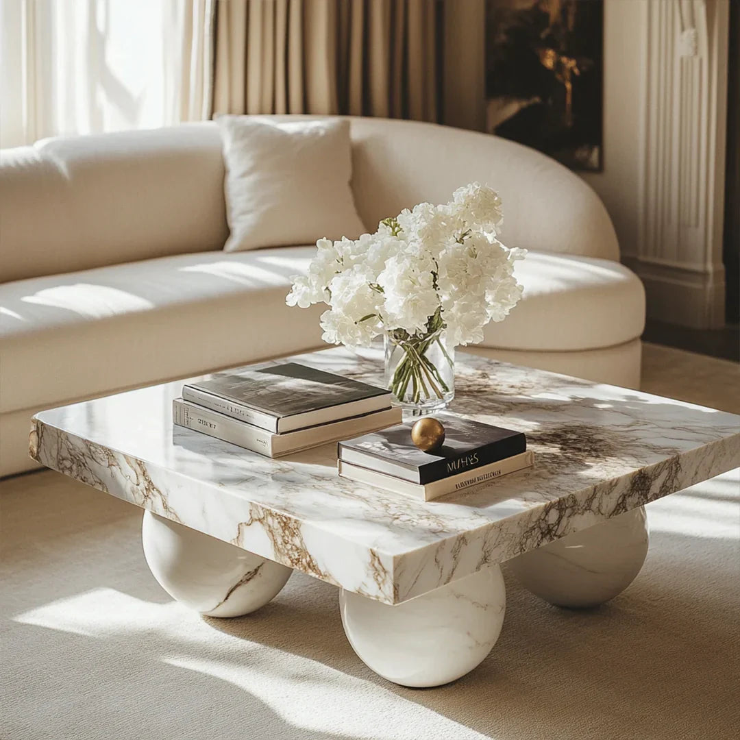 marble sphere leg center coffee table