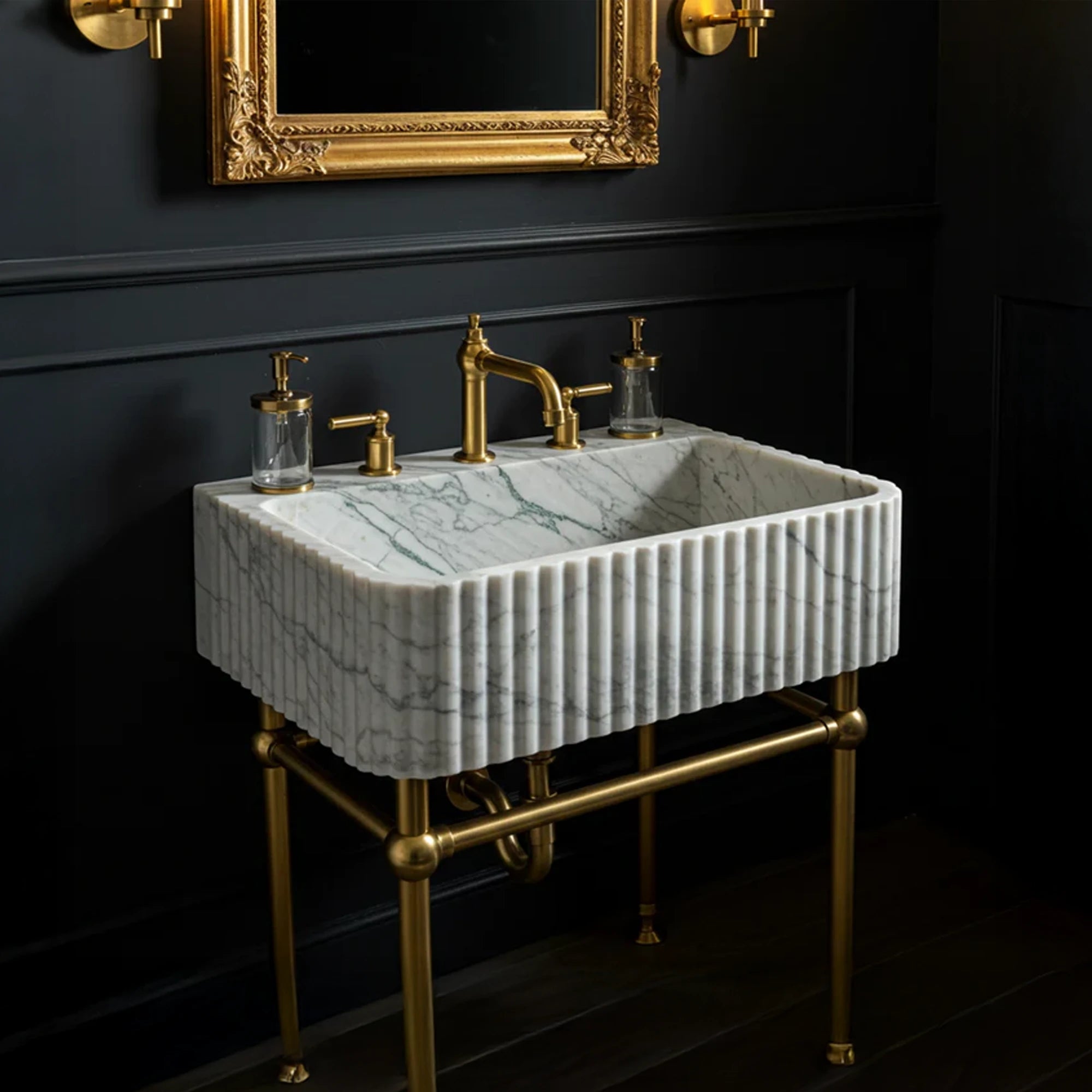 rectangular carrara trough basin