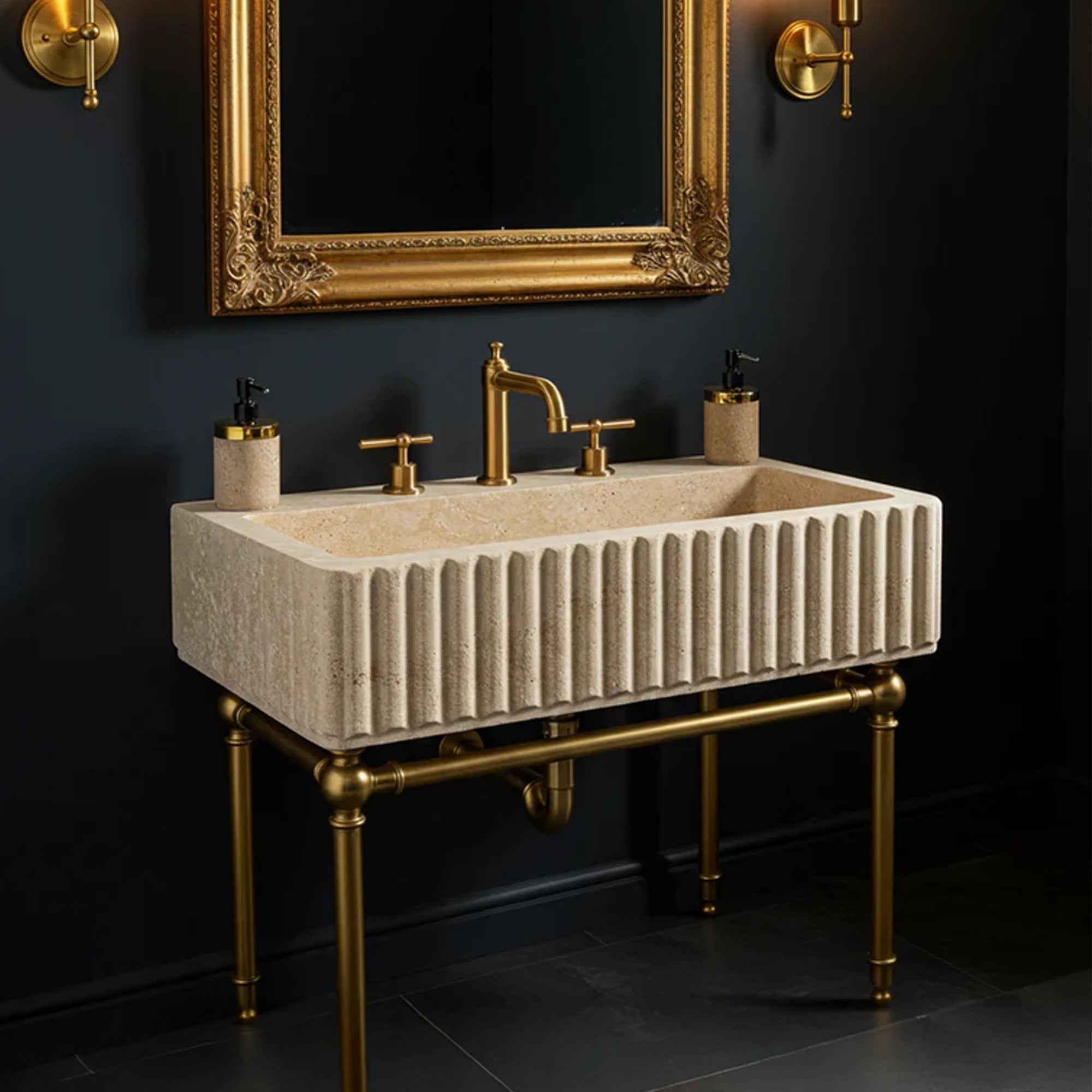 trough travertine bathroom sink custom