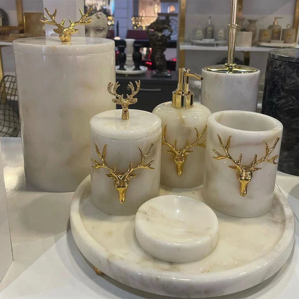 7 Pieces Classic Marble Bathroom Set