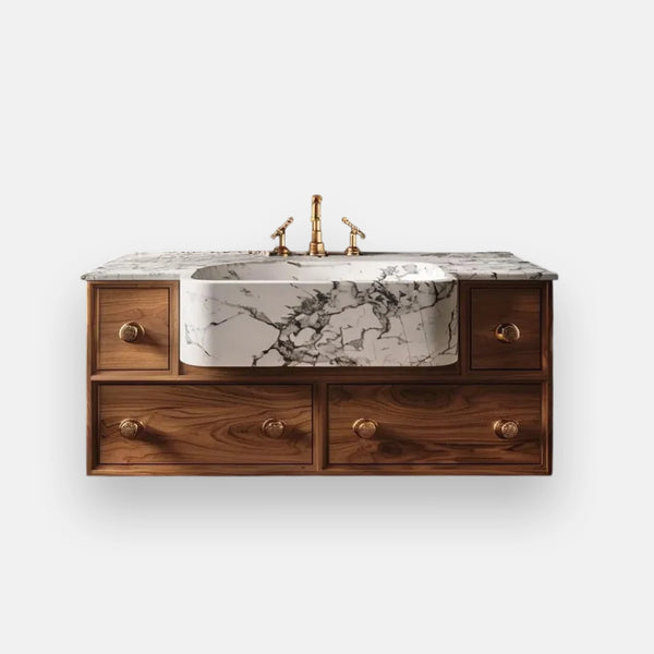 Custom Marble Bathroom Vanity with Ramp Basin