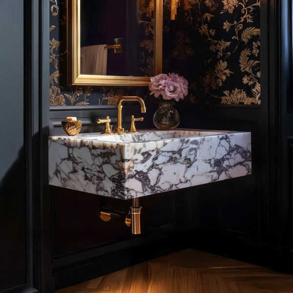 Calacatta Viola Large Custom Marble Sink hover