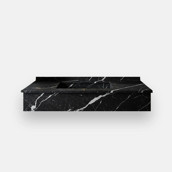 Pietre Notte Black Marble Sink with Metal Base - Wall Mount or Freestanding