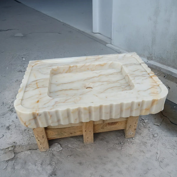 Calacatta Gold Marble Sink – Custom Vessel for Powder Room hover