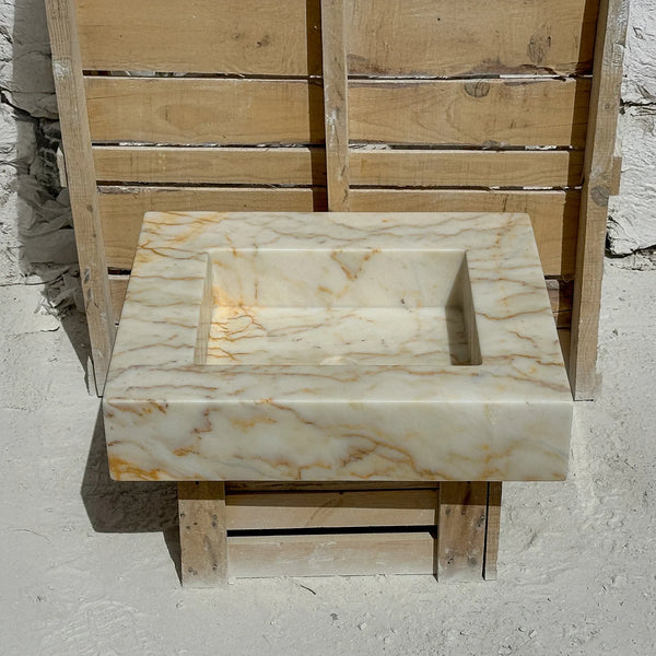 Calacatta Gold Marble Wall Sink – Custom Elegant Design hover