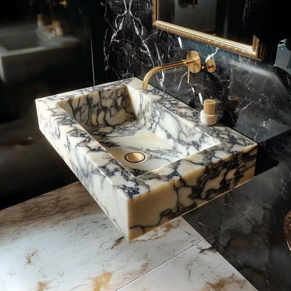 Calacatta Viola Floating Vanity with Trough Sink hover