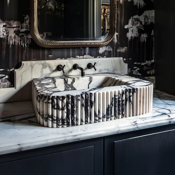 Calacatta Viola Marble Bathroom Sink - Custom Vanity Washbasin hover