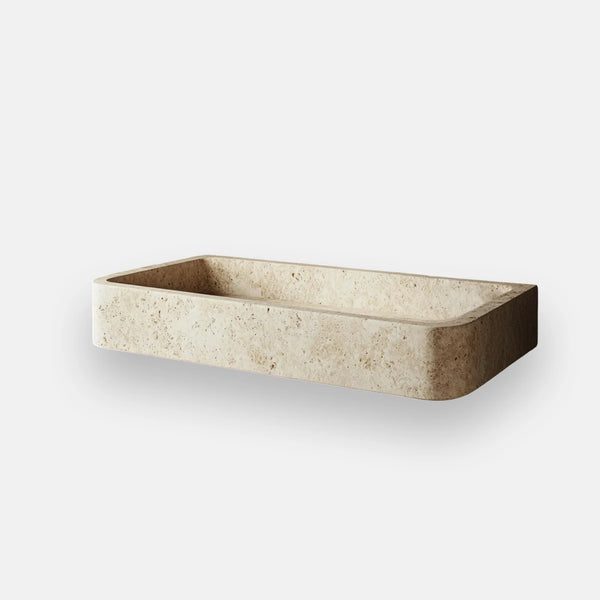 Champagne Beige Travertine Sink - Wall Mounted Marble Basin