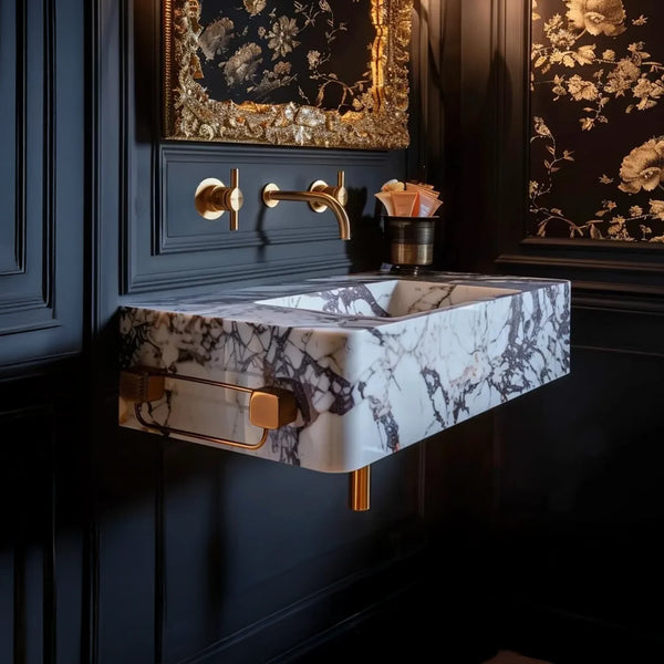 Custom Marble Vessel Sink for Bathroom and Powder Room hover