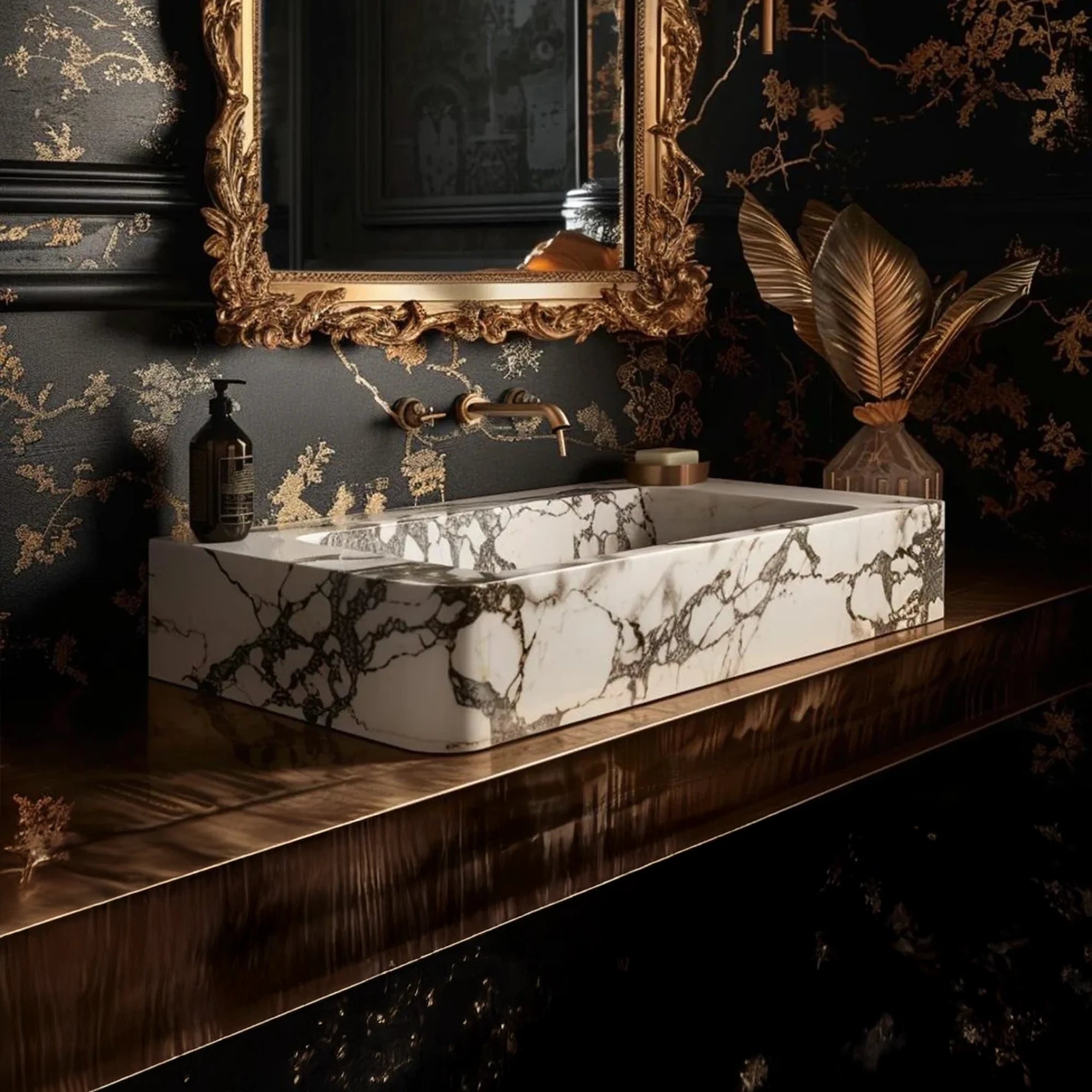Modern Calacatta Viola Marble Vanity with Vessel Sink