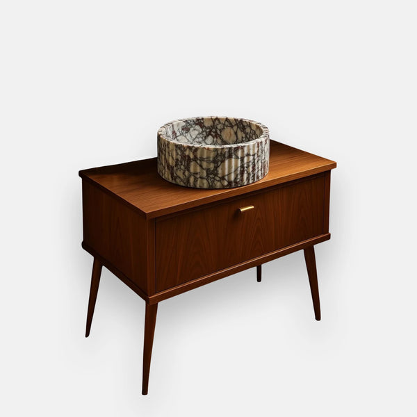 Round Fluted Calacatta Viola Marble Sink – Statement Basin