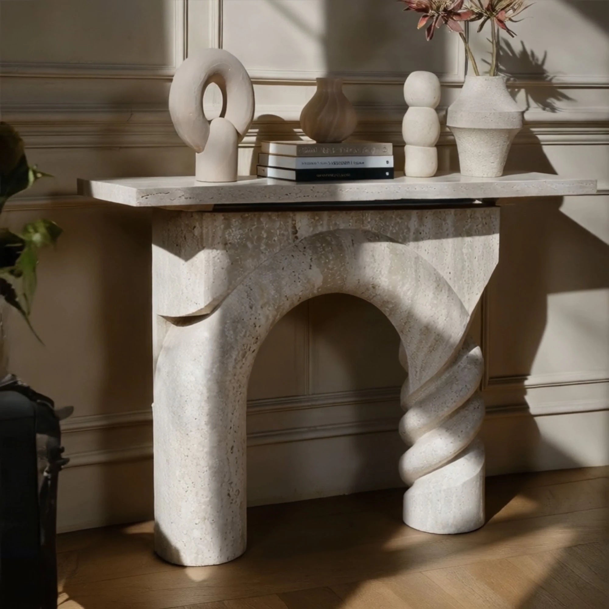artistic curved base console table
