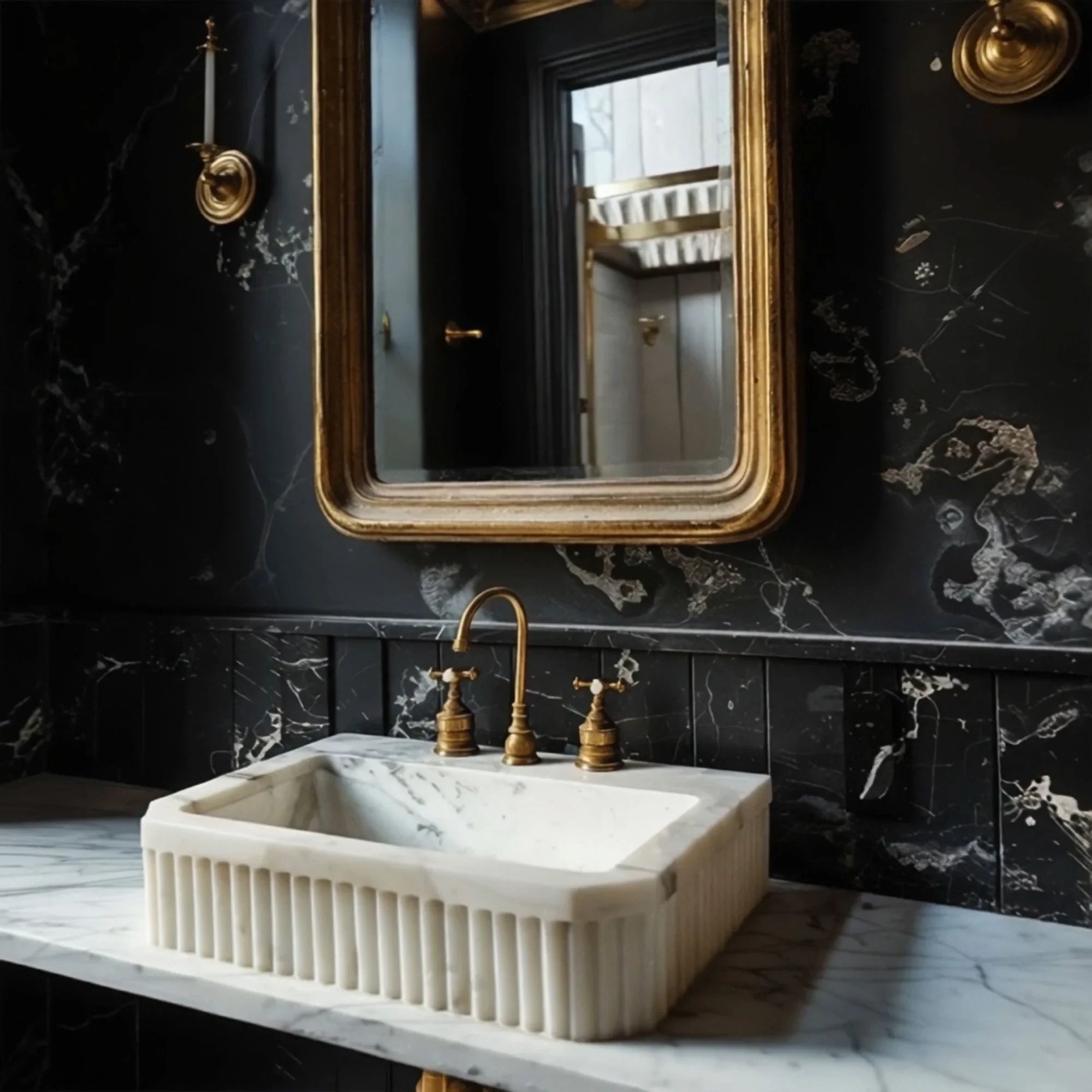 bespoke natural stone wall mounted washbasin