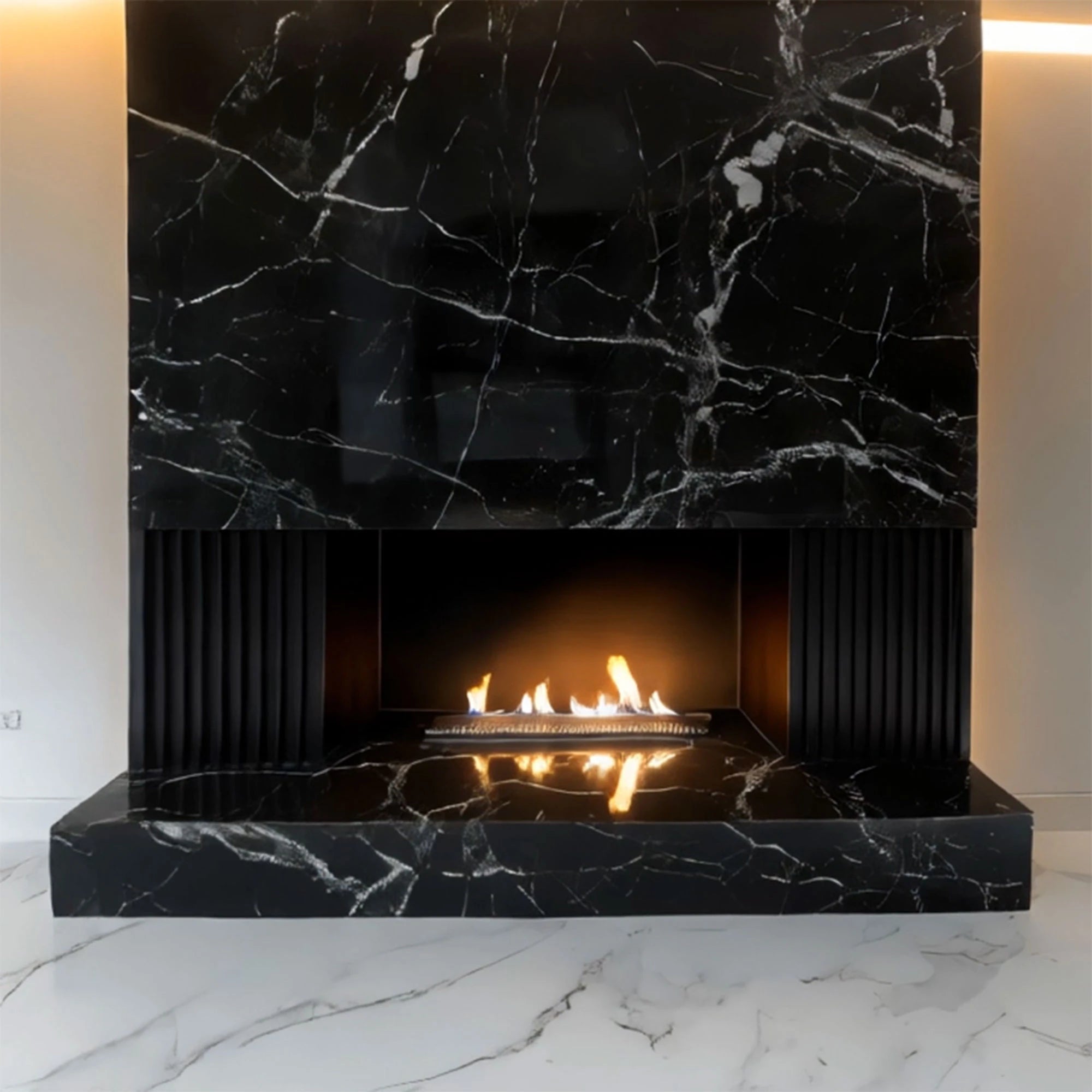 black stone fireplace media unit