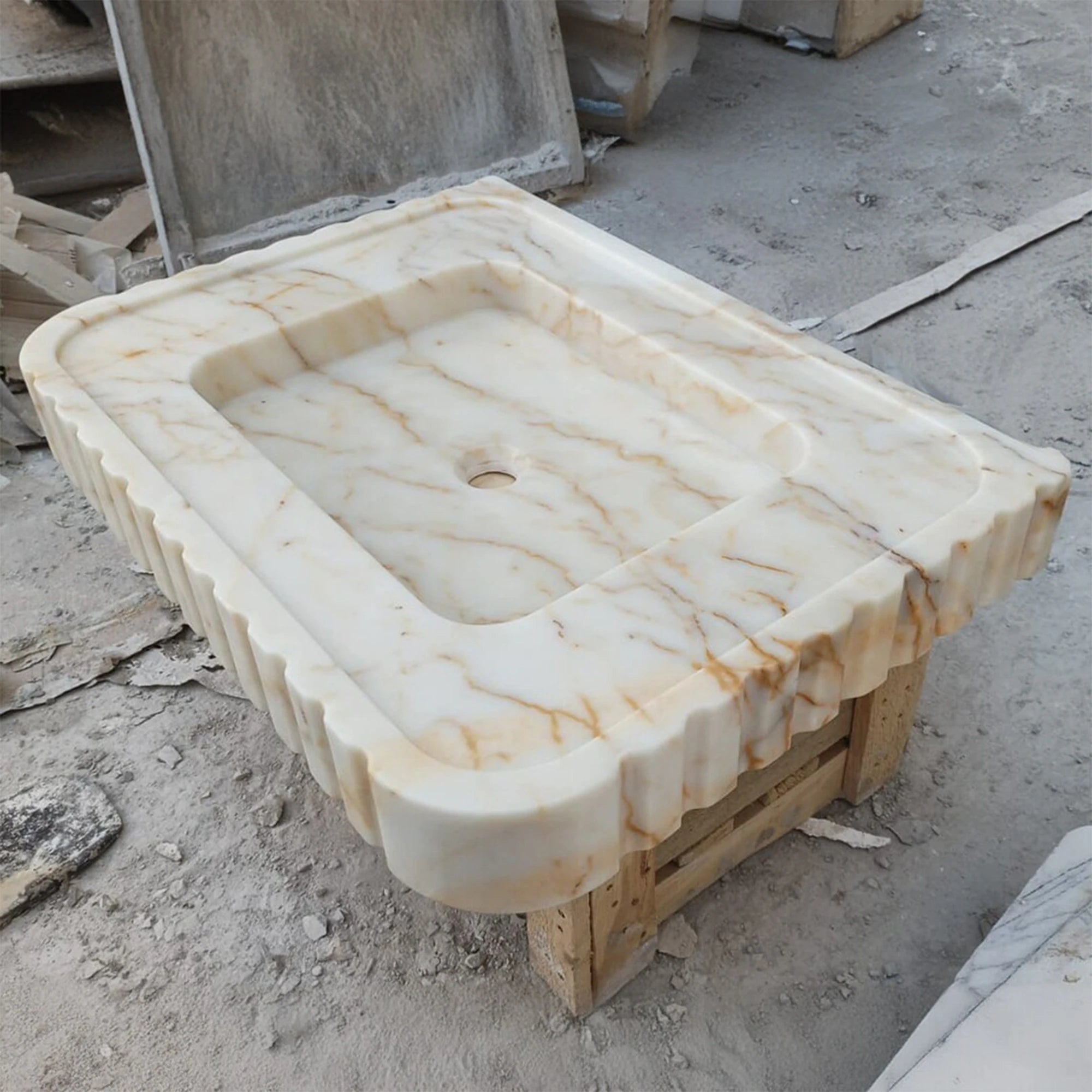 calacatta gold marble countertop vessel sink