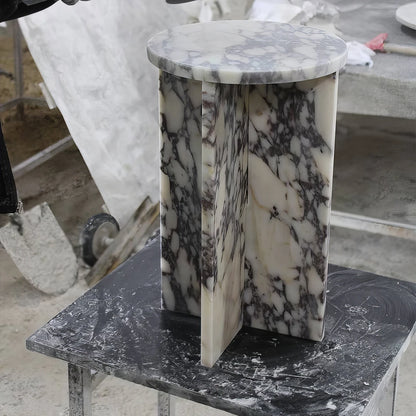 ONS Marble Calacatta Viola Handmade Mini Side Table Nightstand