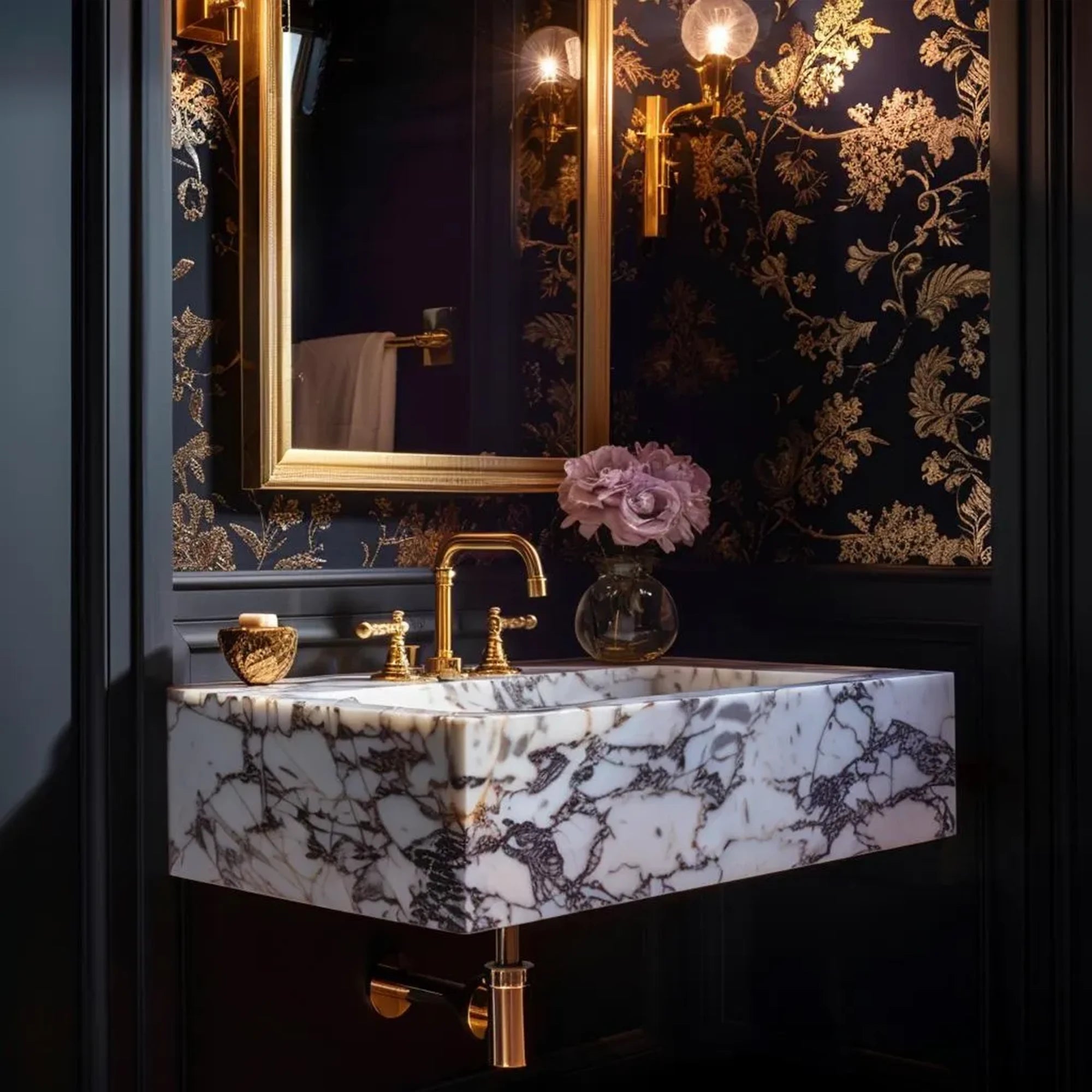 calacatta viola large custom marble sink