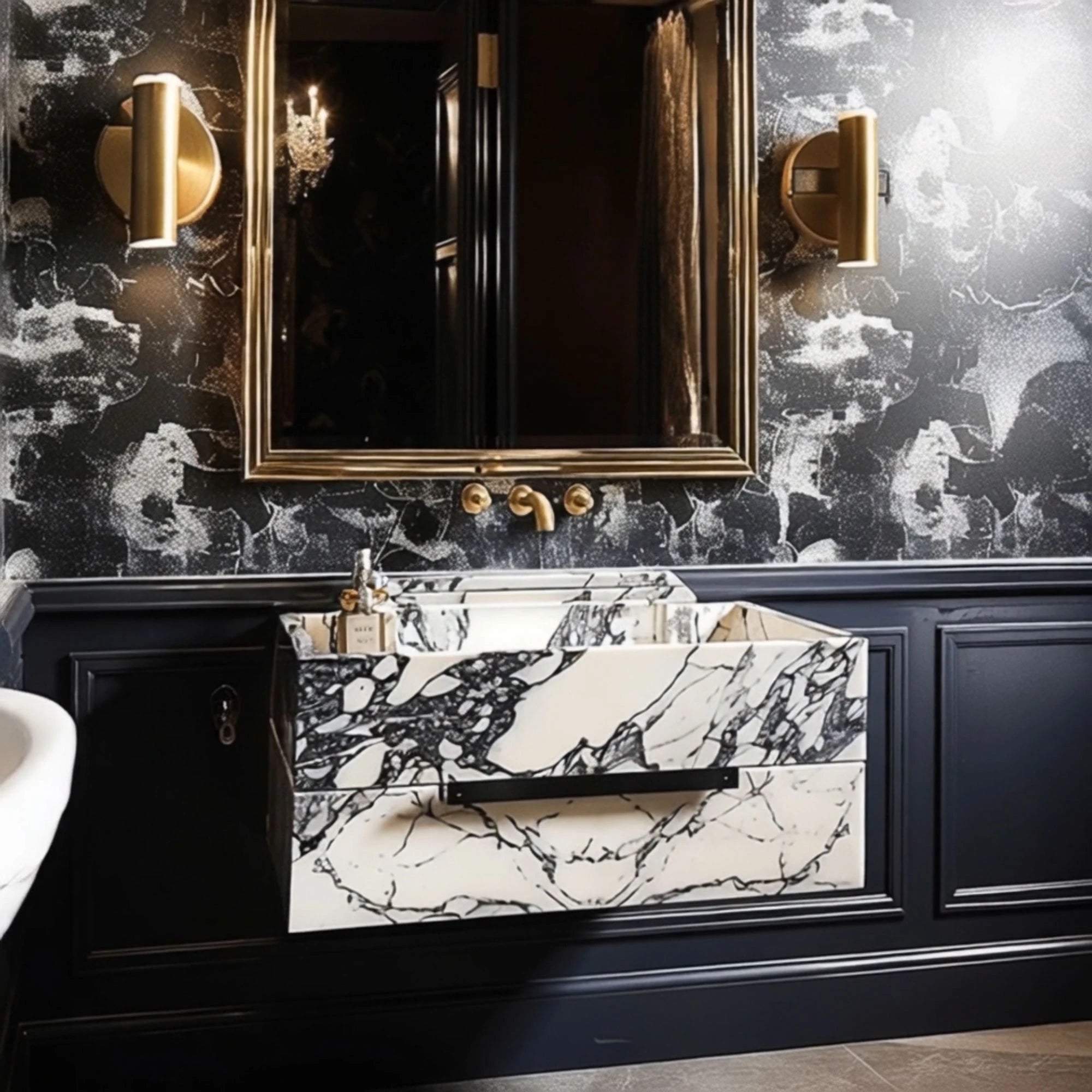 calacatta viola marble sink luxury bathroom style
