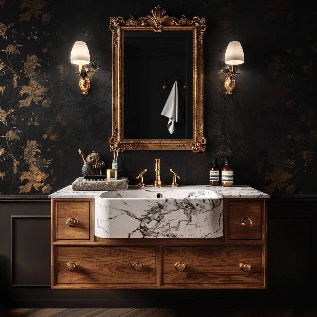 ONS Marble Custom Marble Bathroom Vanity with Ramp Basin