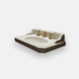 carrara marble console sink with backsplash