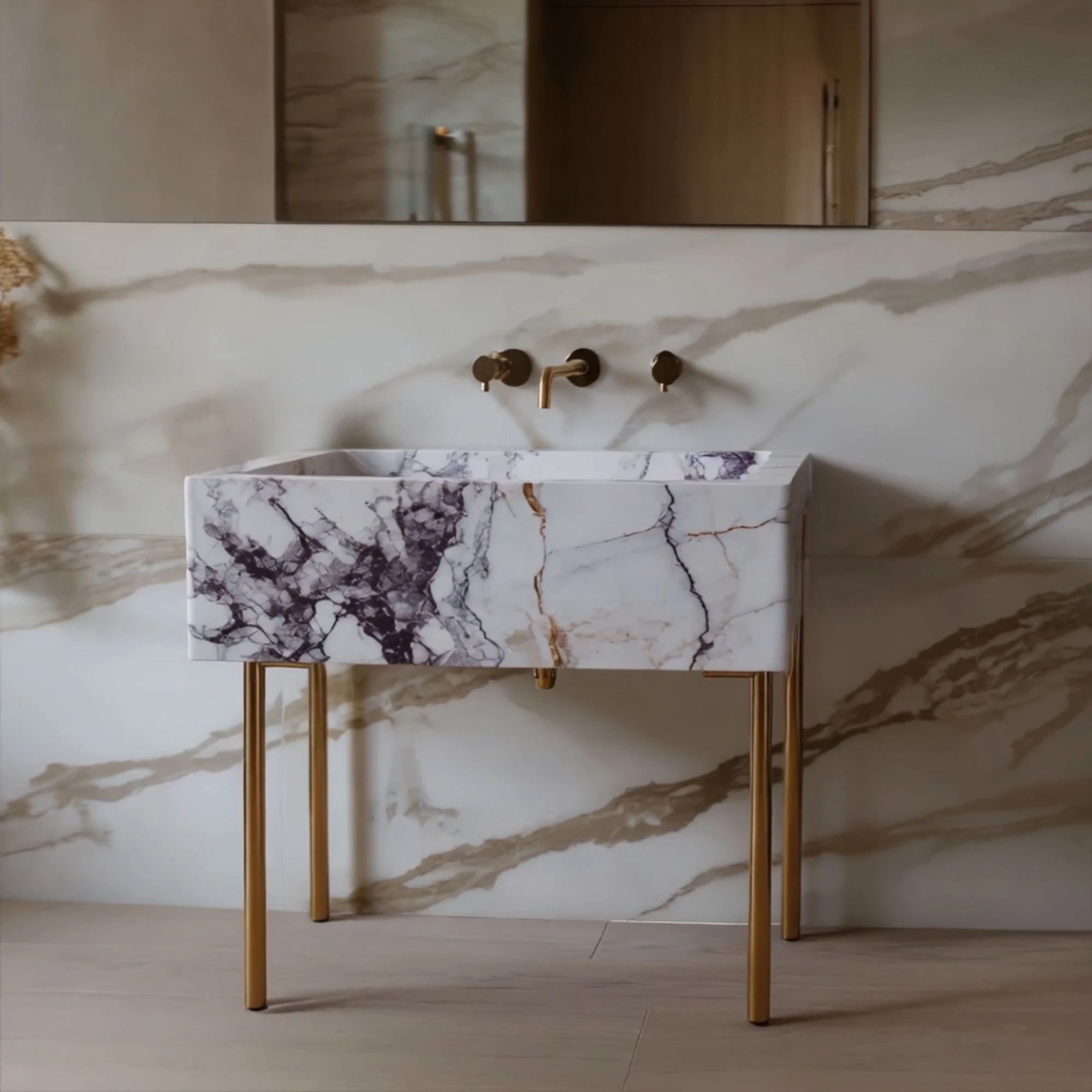 carrara marble vanity with ramp sink