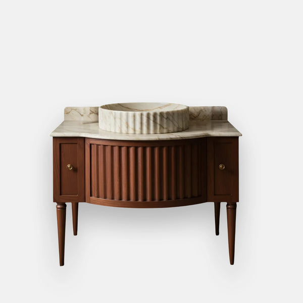Circular Marble Fluted Countertop Sink