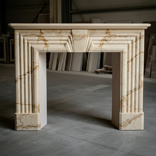 classic marble fireplace mantel with fluted columns