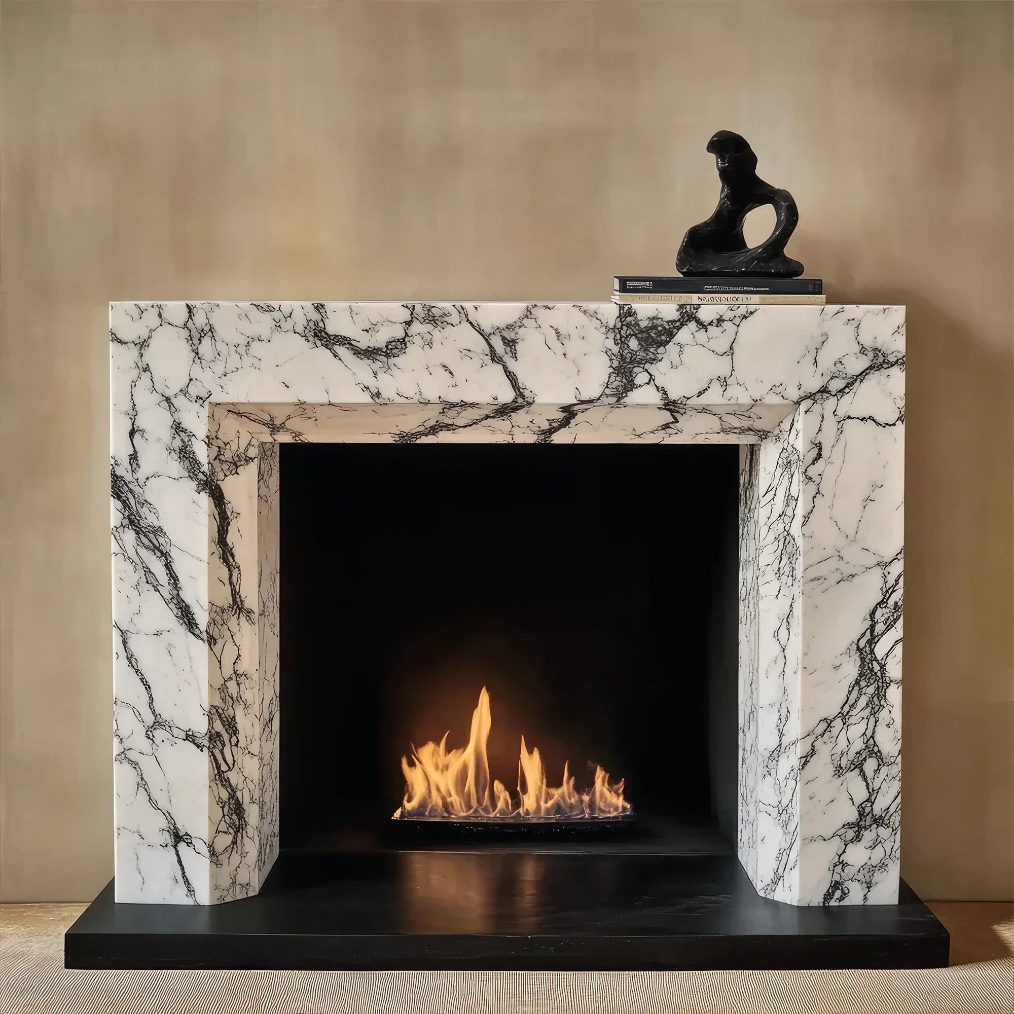 classic rectangle fireplace mantel