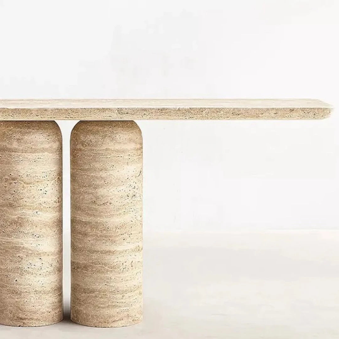 ONS Marble Natural Stone Travertine Console Table