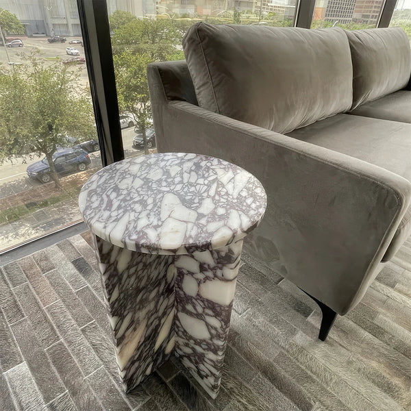 Calacatta Viola Handmade Mini Side Table Nightstand