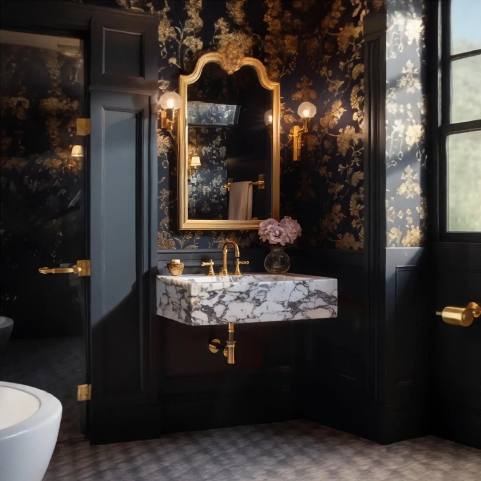 custom marble sink in calacatta viola