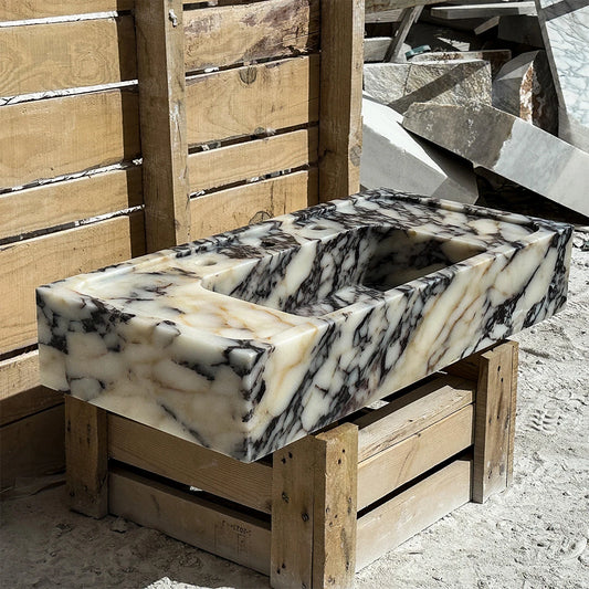 ONS Marble Natural Stone Handcrafted Calacatta Viola Wall Sink