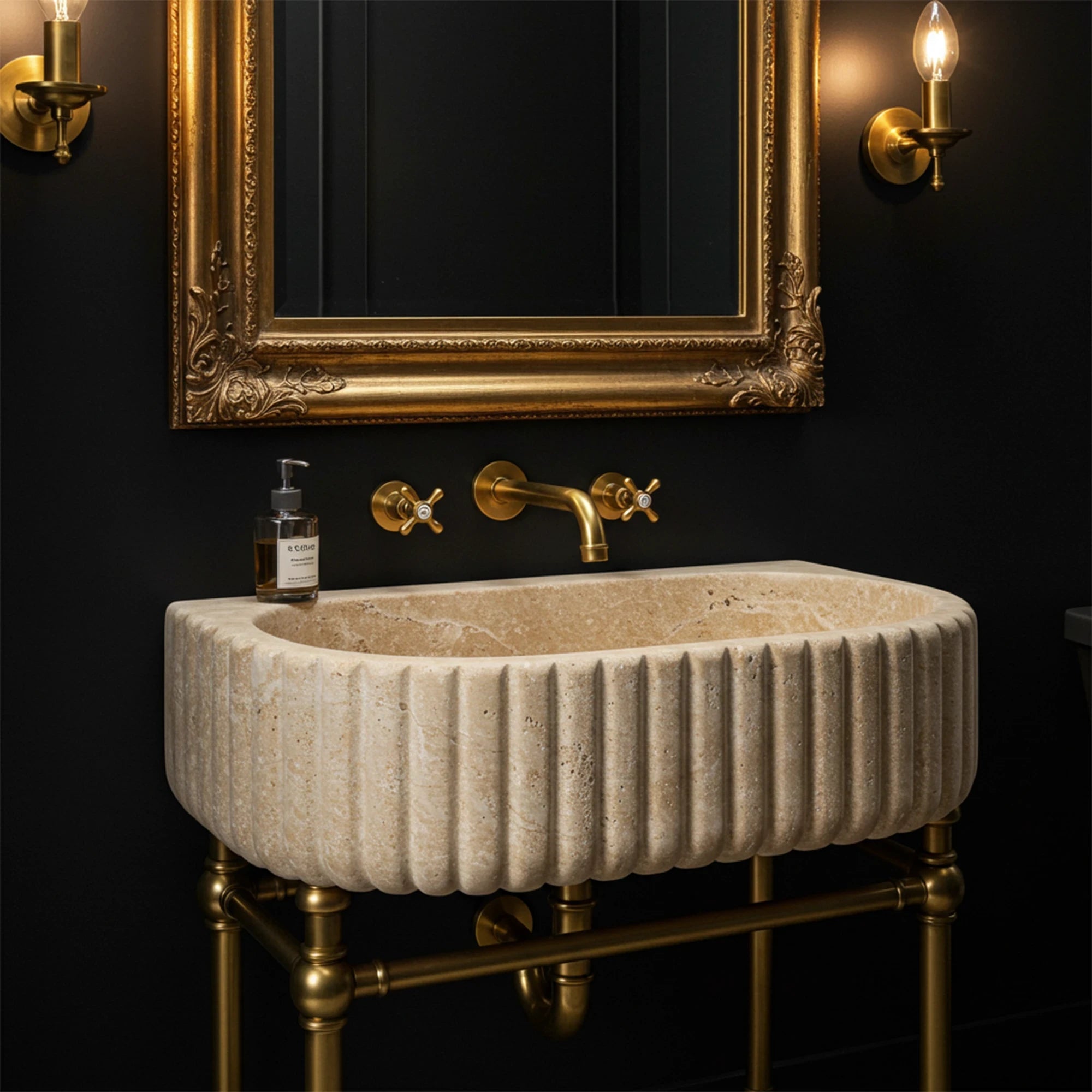 elegant bathroom basin textured travertine design