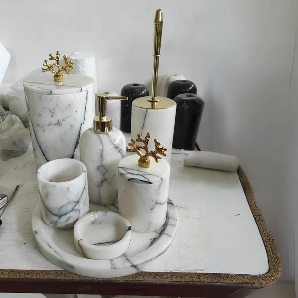 7 Pieces Classic Lilac Marble Bathroom Set hover