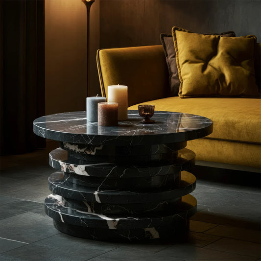 elegant console table with black marble