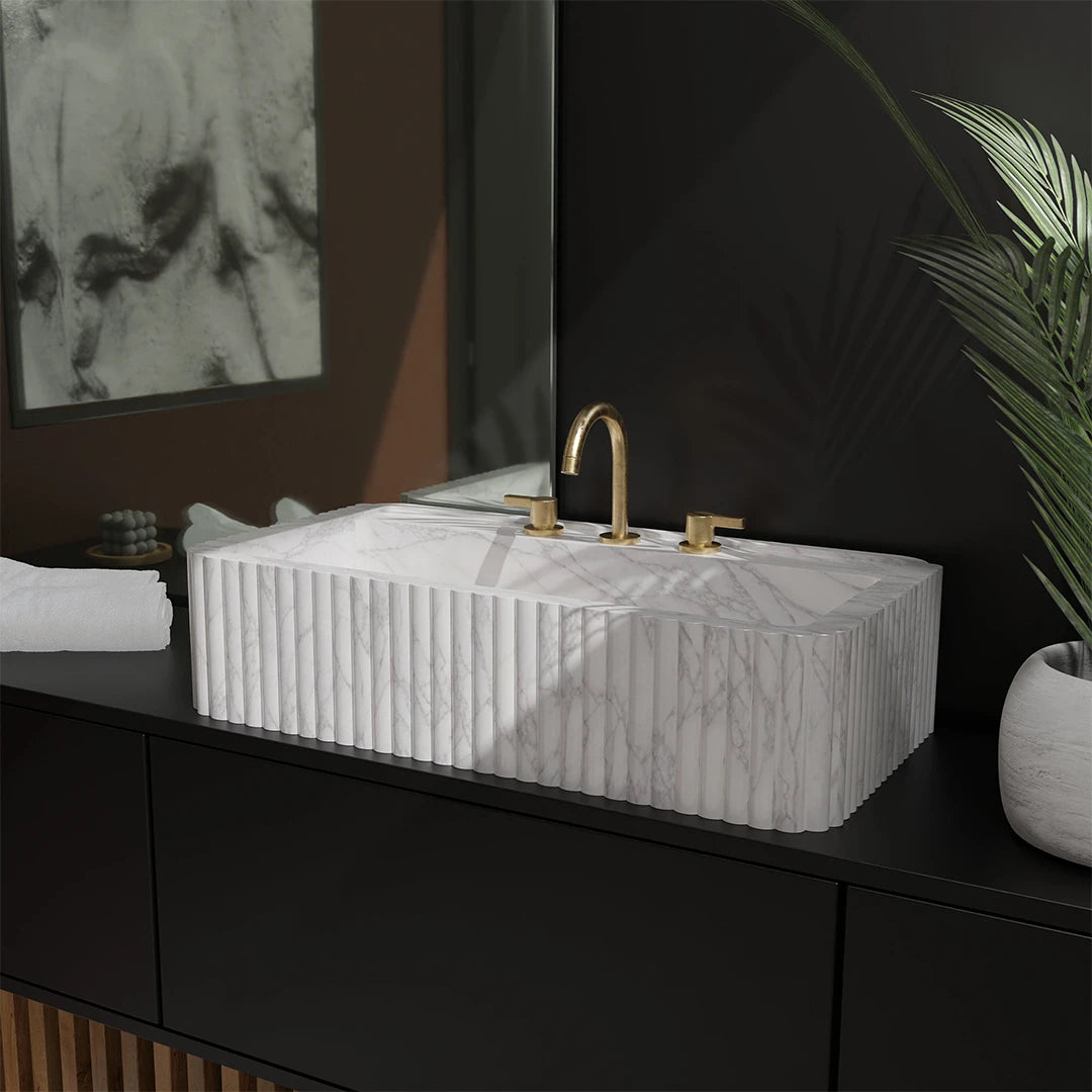 ONS Marble Luxury Calacatta Gold Marble Bathroom Sink Natural Stone