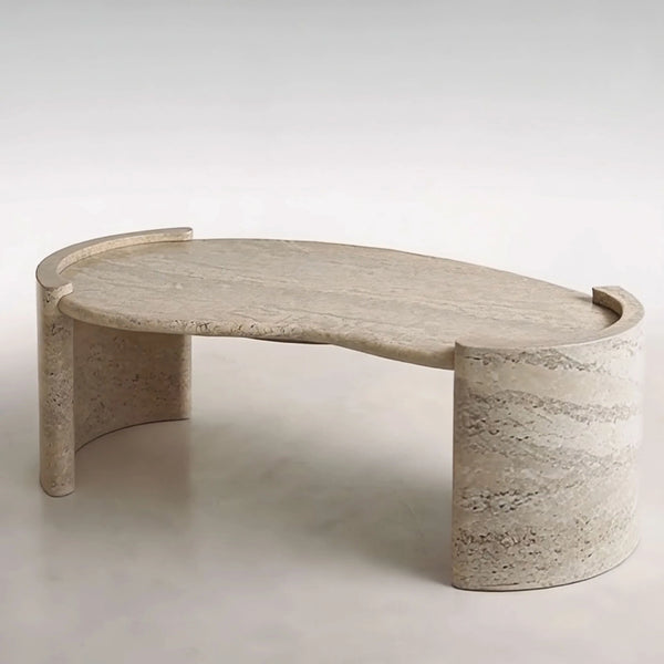Elegant Travertine Marble Coffee Table hover