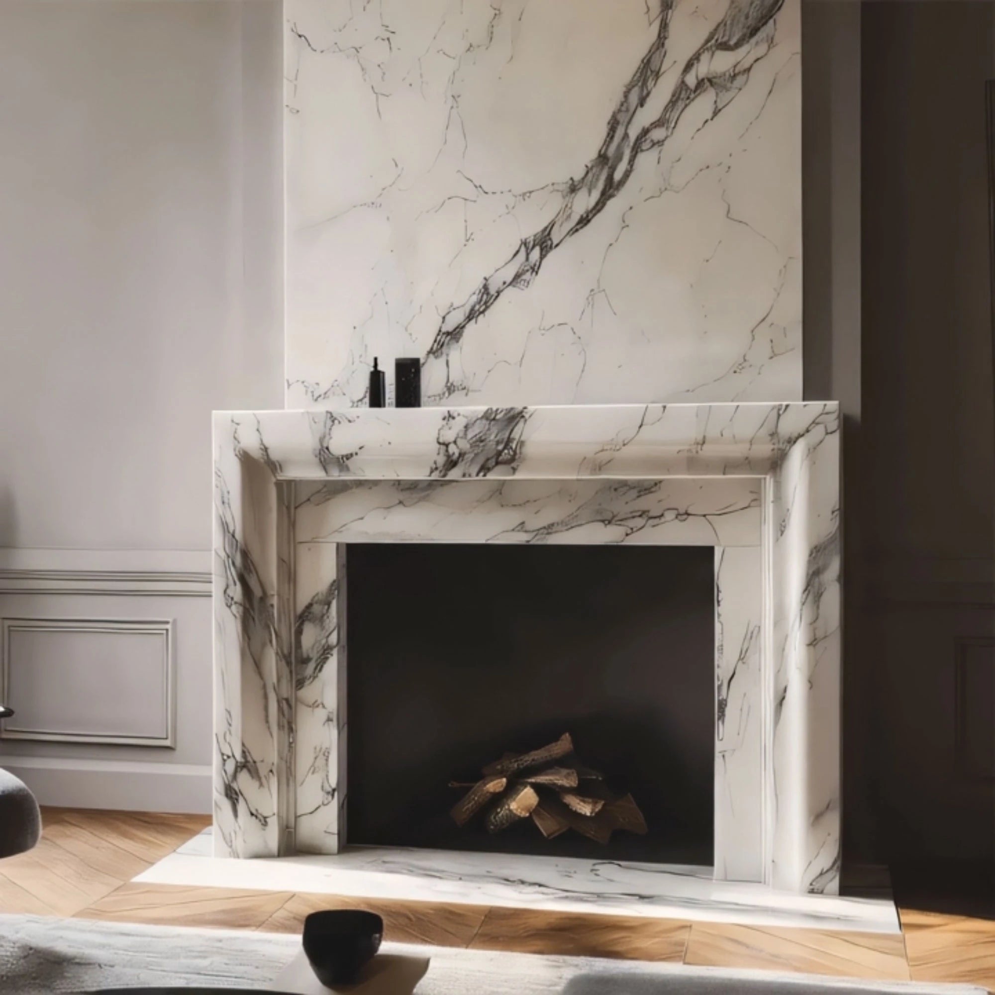 extended marble fireplace surround