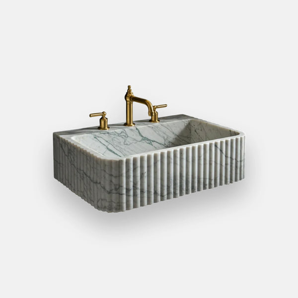 Fluted Carrara Marble Trough Sink