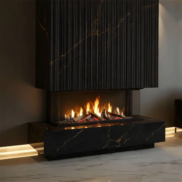 Fluted Marble Tv Console With Fireplace hover