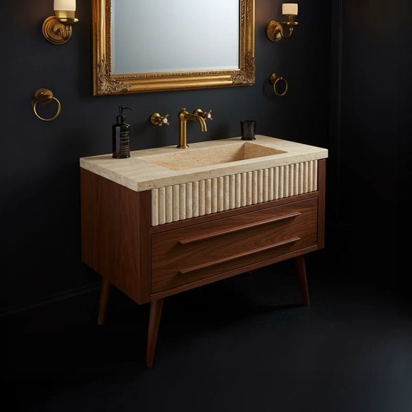 Inset Fluted Travertine Sink hover