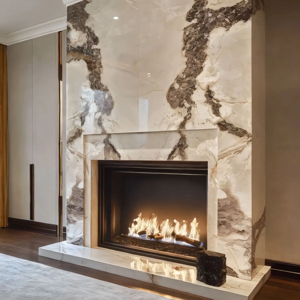 Marble Fireplace Mantel With Full Height Marble Surround hover