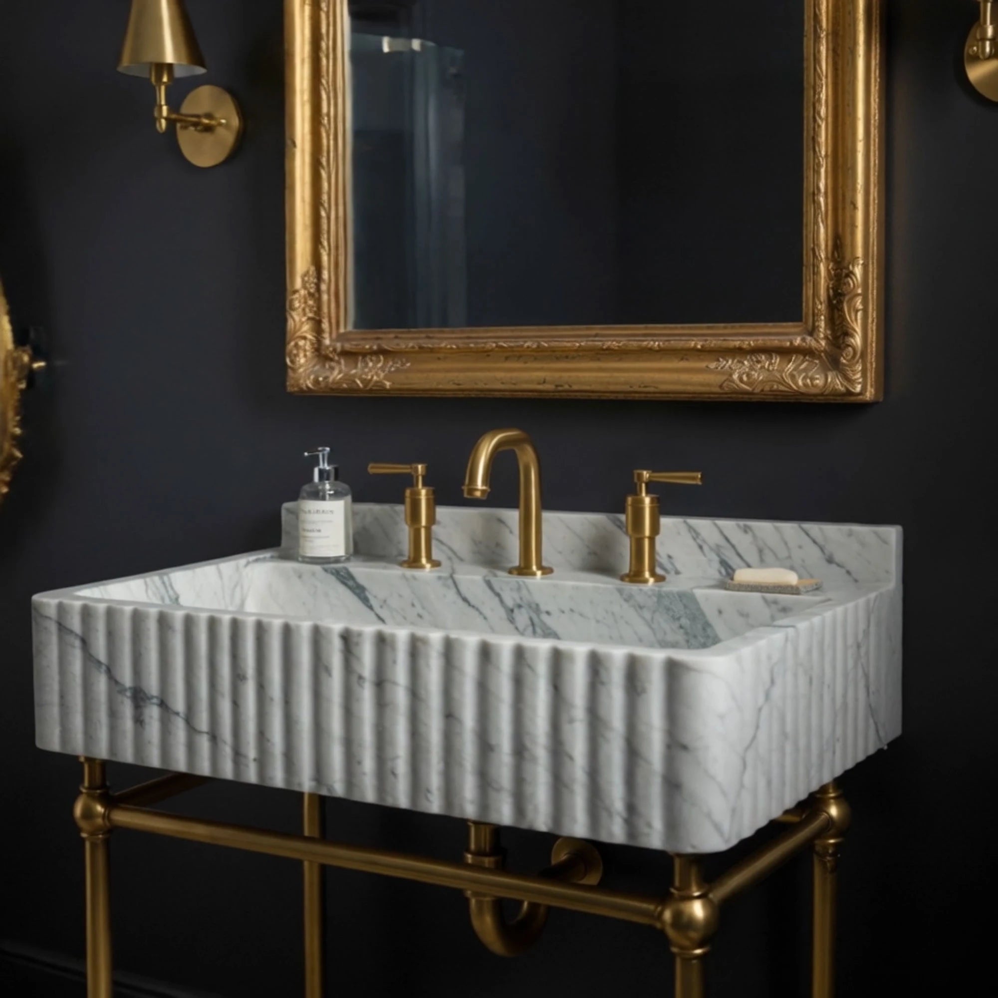 glossy marble countertop basin