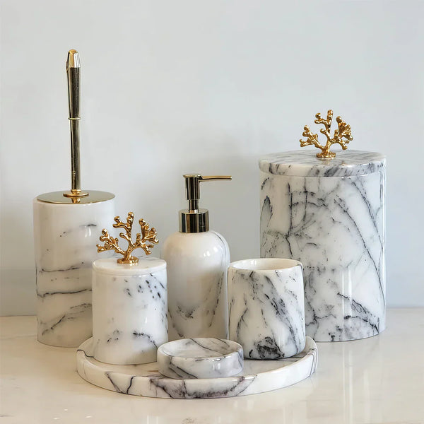 7 Pieces Classic Lilac Marble Bathroom Set