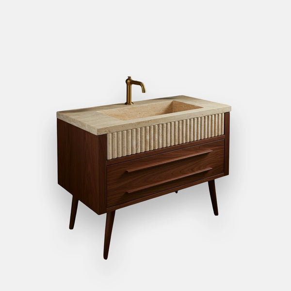 Inset Fluted Travertine Sink