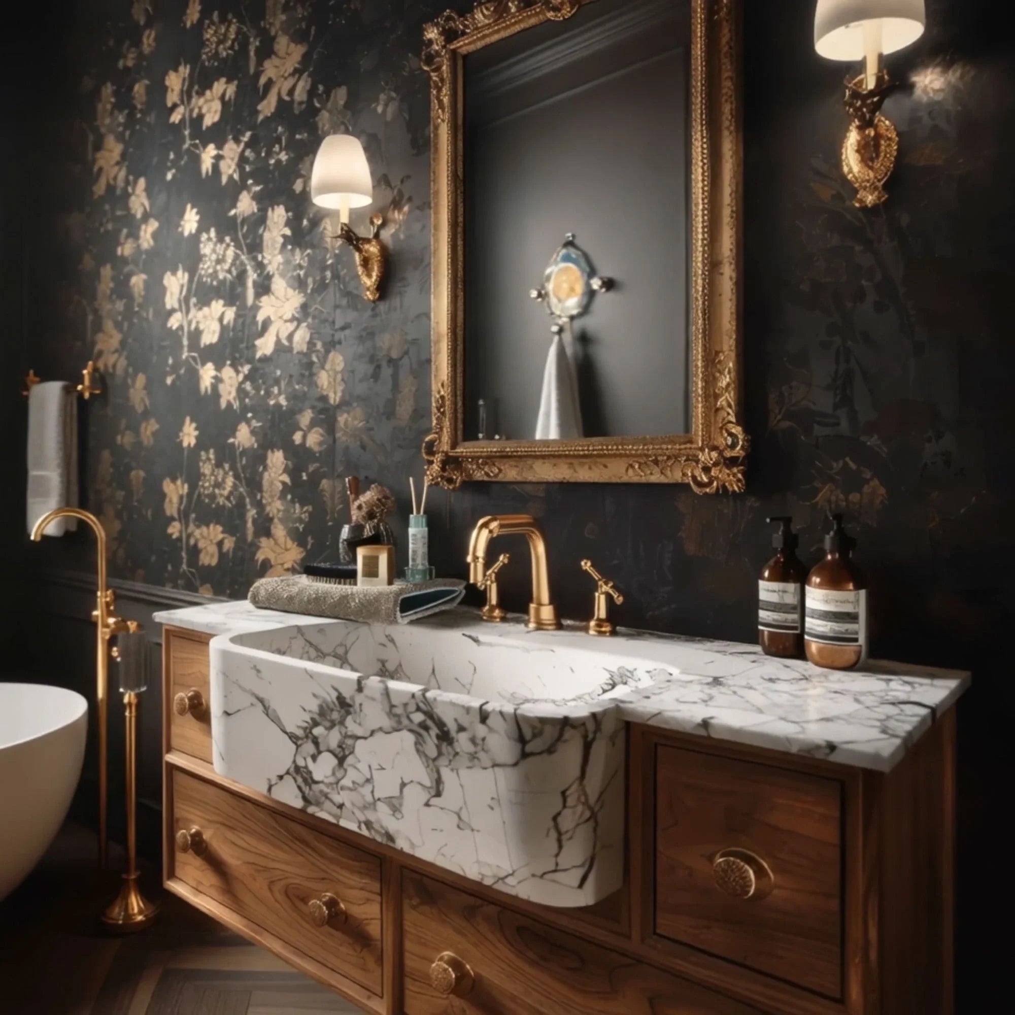 integrated stone ramp basin cabinet