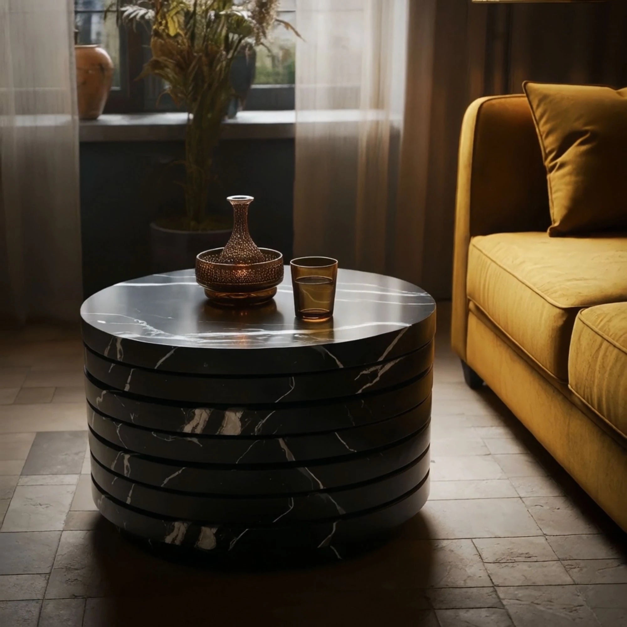 layered design marble center table